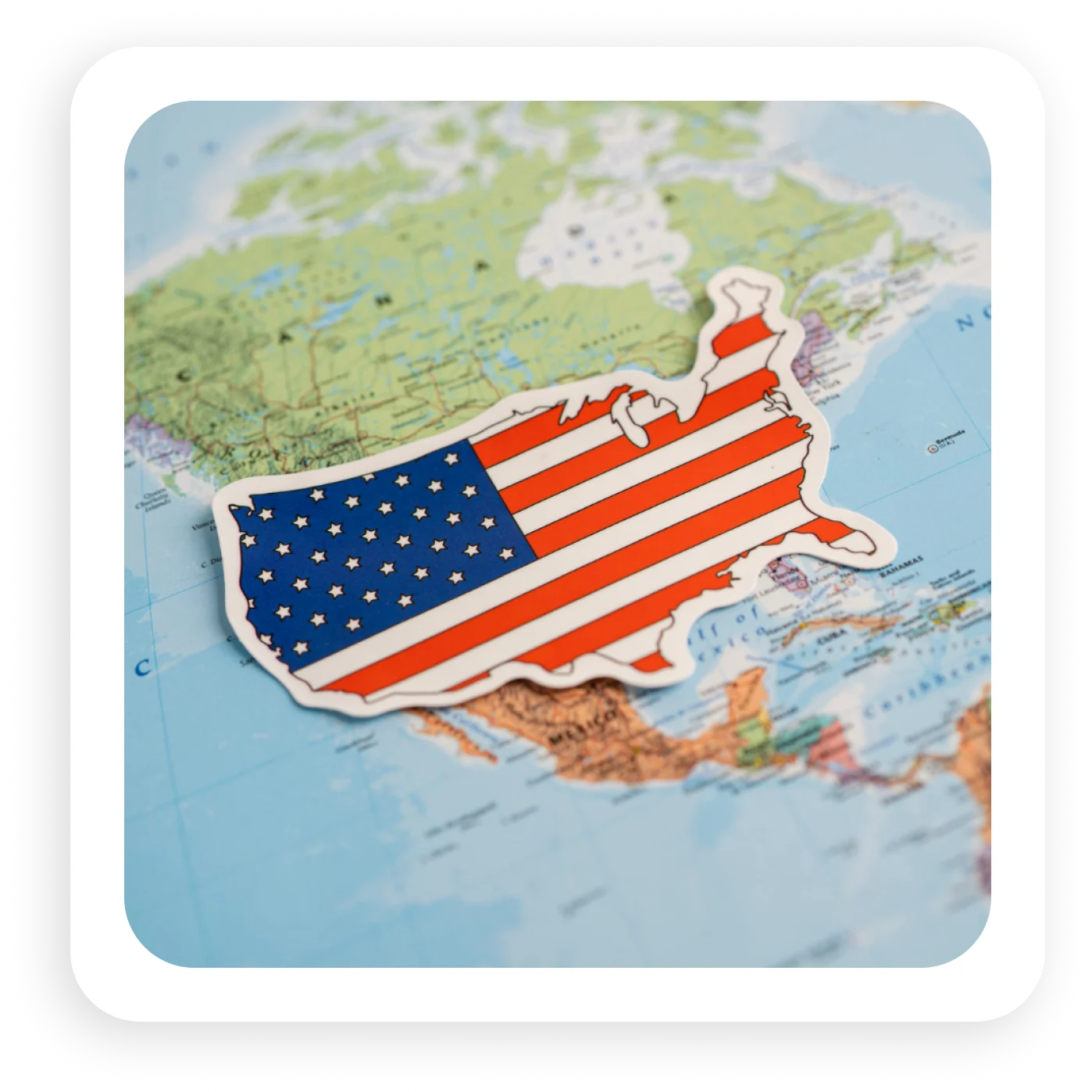 USA flag highlighted on USA map